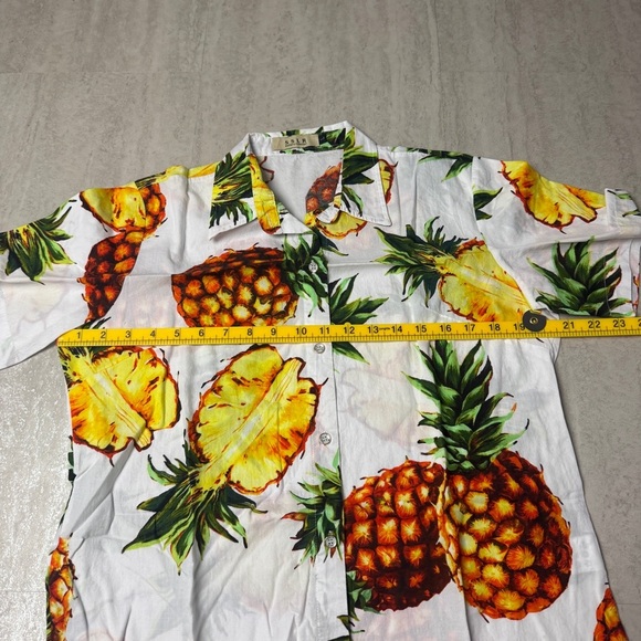 SSLR women's Hawaiian shirt Pineapple button down shirt large - Picture 12 of 12